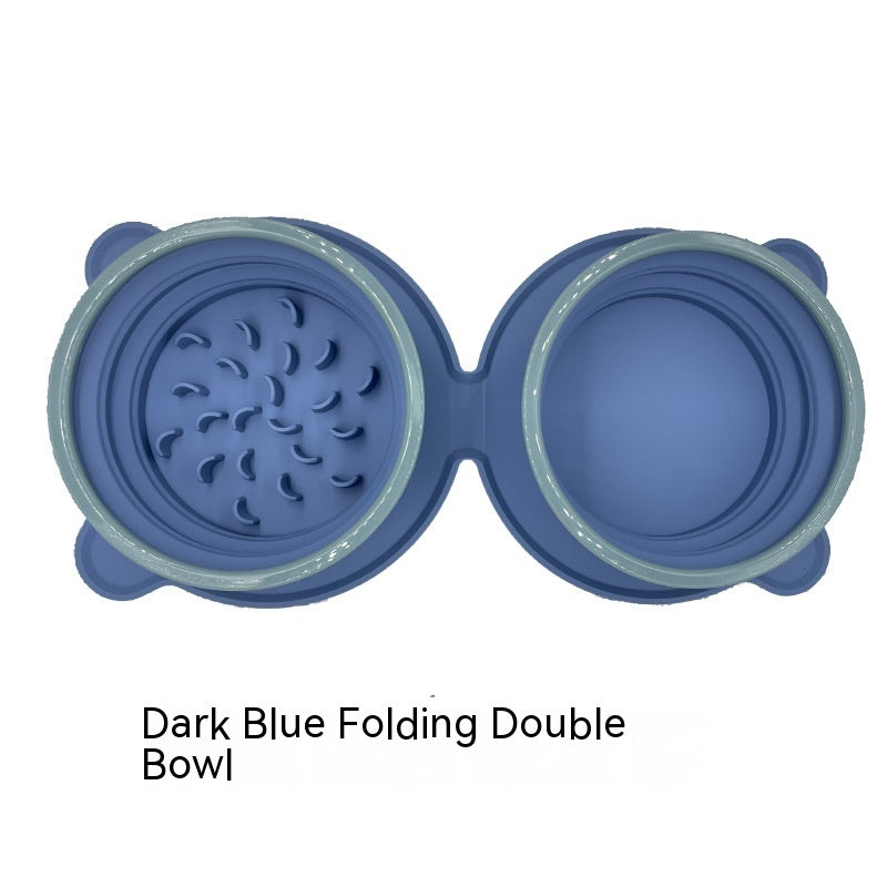 Portable Foldable Silicone Pet Double Bowl Non-Slip Travel Feeder