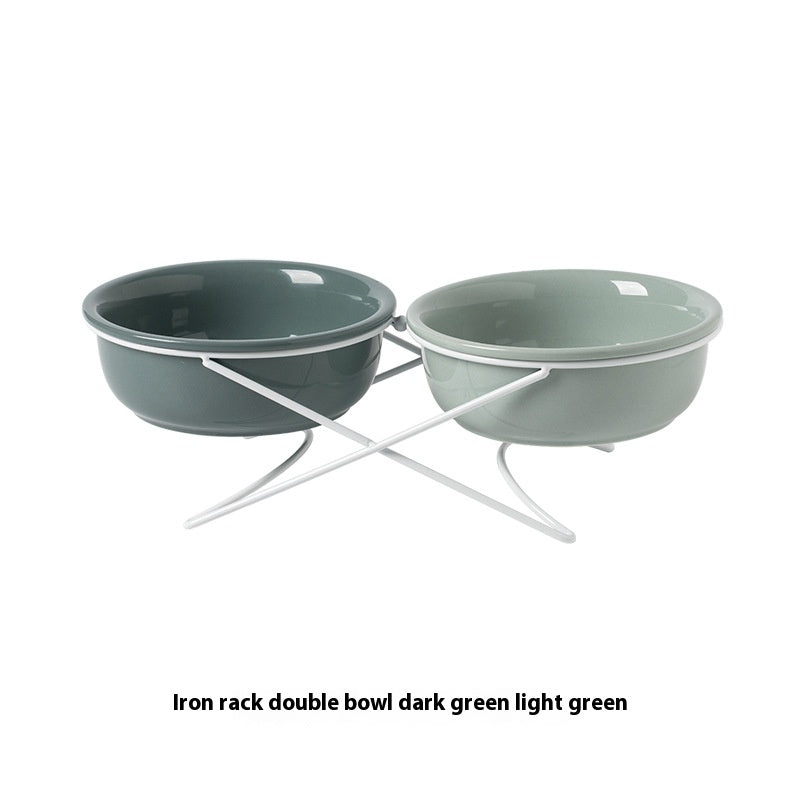 Ceramic Pet Double Bowl Food and Water Feeding Accessory