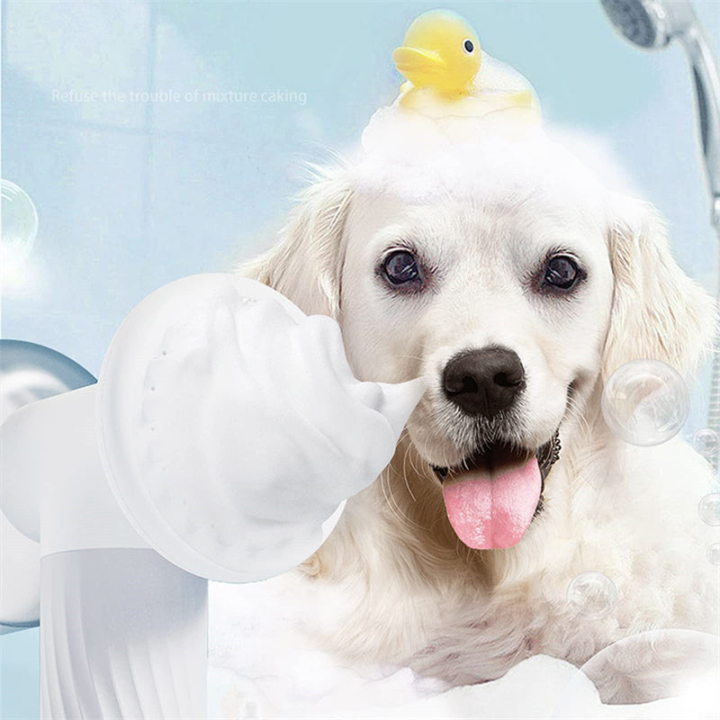 Automatic Foaming Pet Bath Brush with Soap Dispenser Electric Grooming and Massage Tool for Dogs and Cats