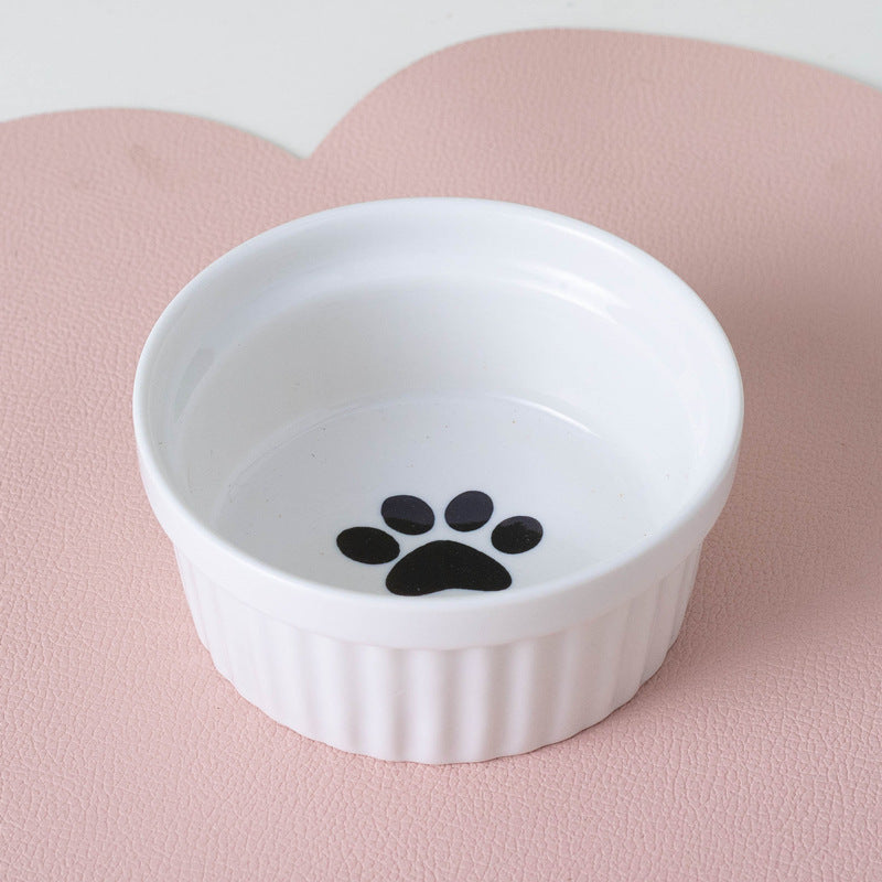 Ceramic Pet Double Bowl Tall Diagonal Water and Food Dish