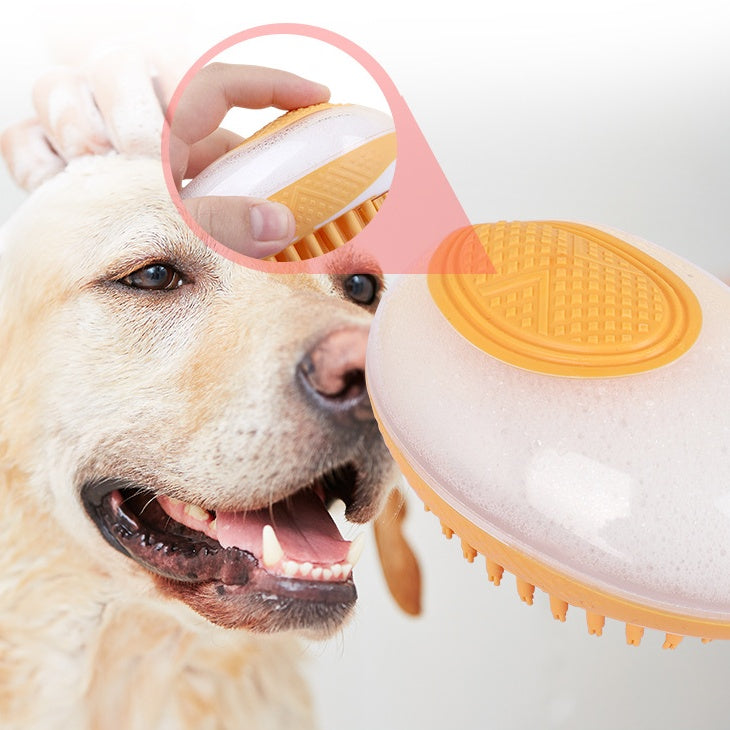 2-in-1 Pet Bath Brush and Massage Comb Soft Silicone Grooming Tool for Cats and Dogs