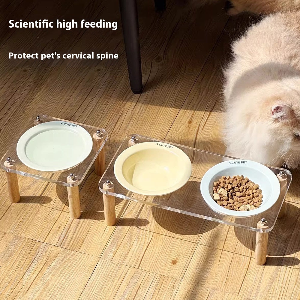 Anti-Tumble Raised Pet Double Bowl Ceramic Food and Water Holder
