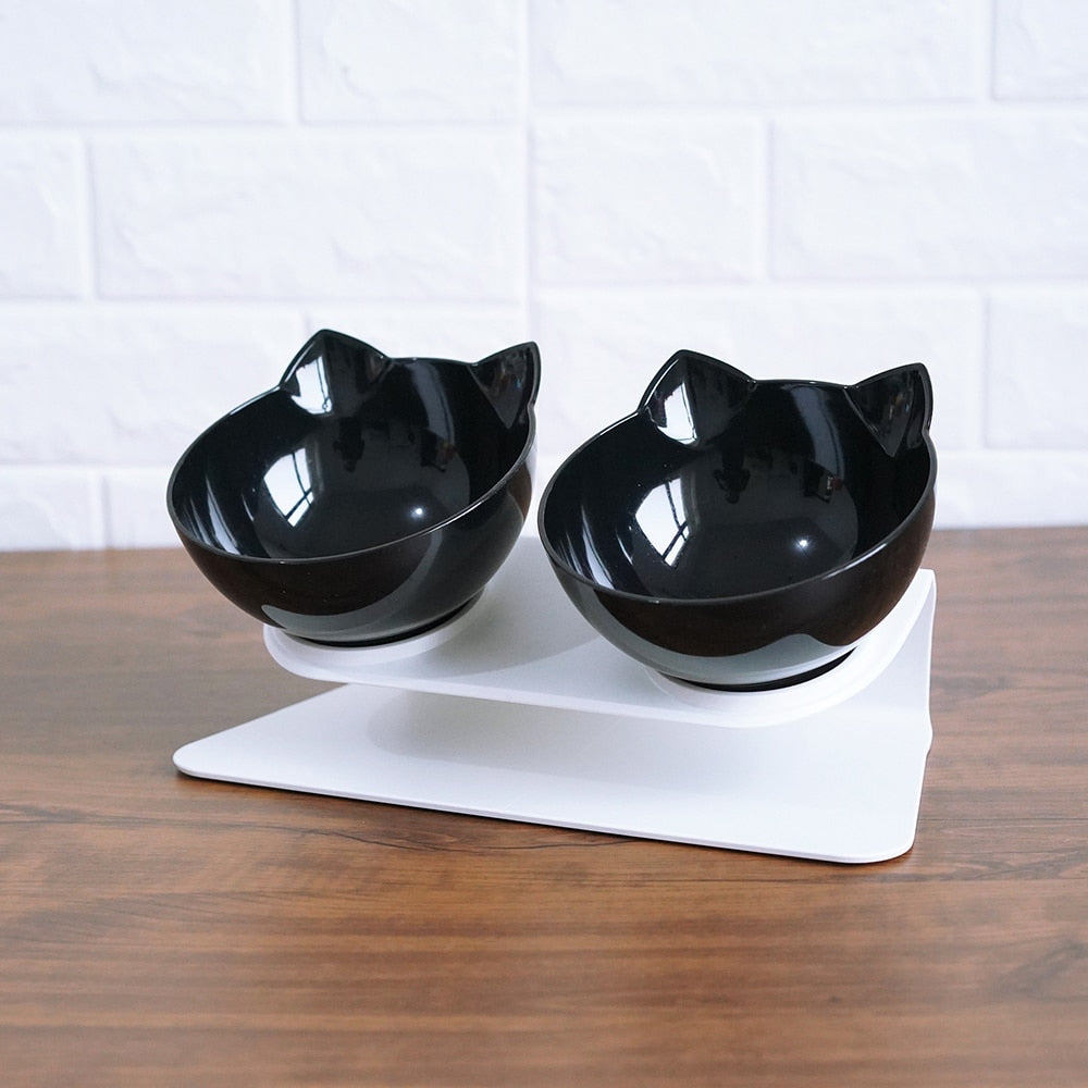 Non-Slip Raised Pet Double Bowl Food Feeder Cervical Protection