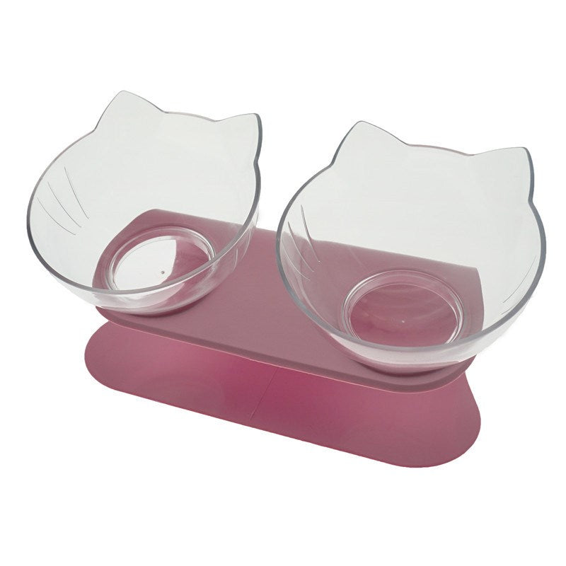 Non-Slip Raised Pet Double Bowl Food Feeder Cervical Protection