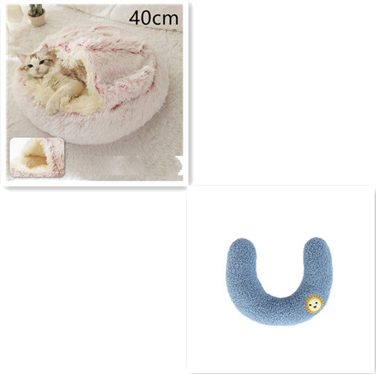 2-in-1 Pet Bed Round Plush Warm Soft Sleeping House for Pets