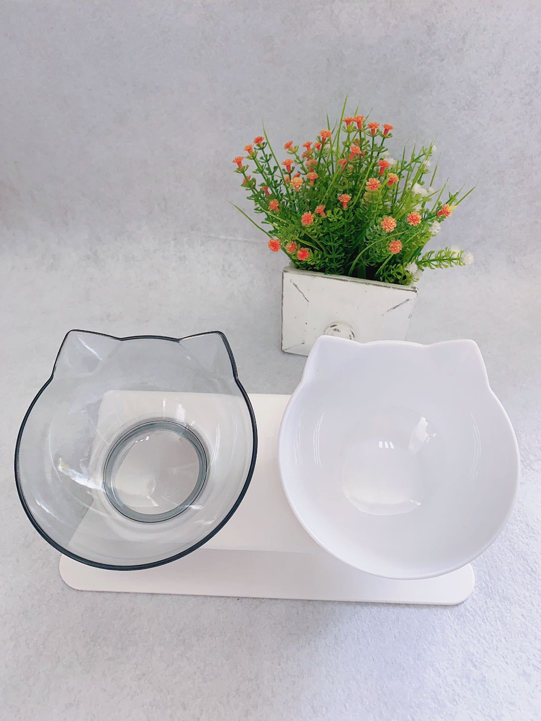 Non-Slip Raised Pet Double Bowl Food Feeder Cervical Protection