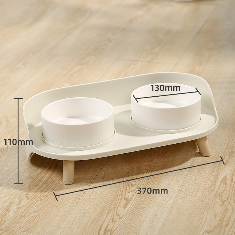 Tilted Pet Double Bowl Adjustable Spill-Proof Food and Water Feeder