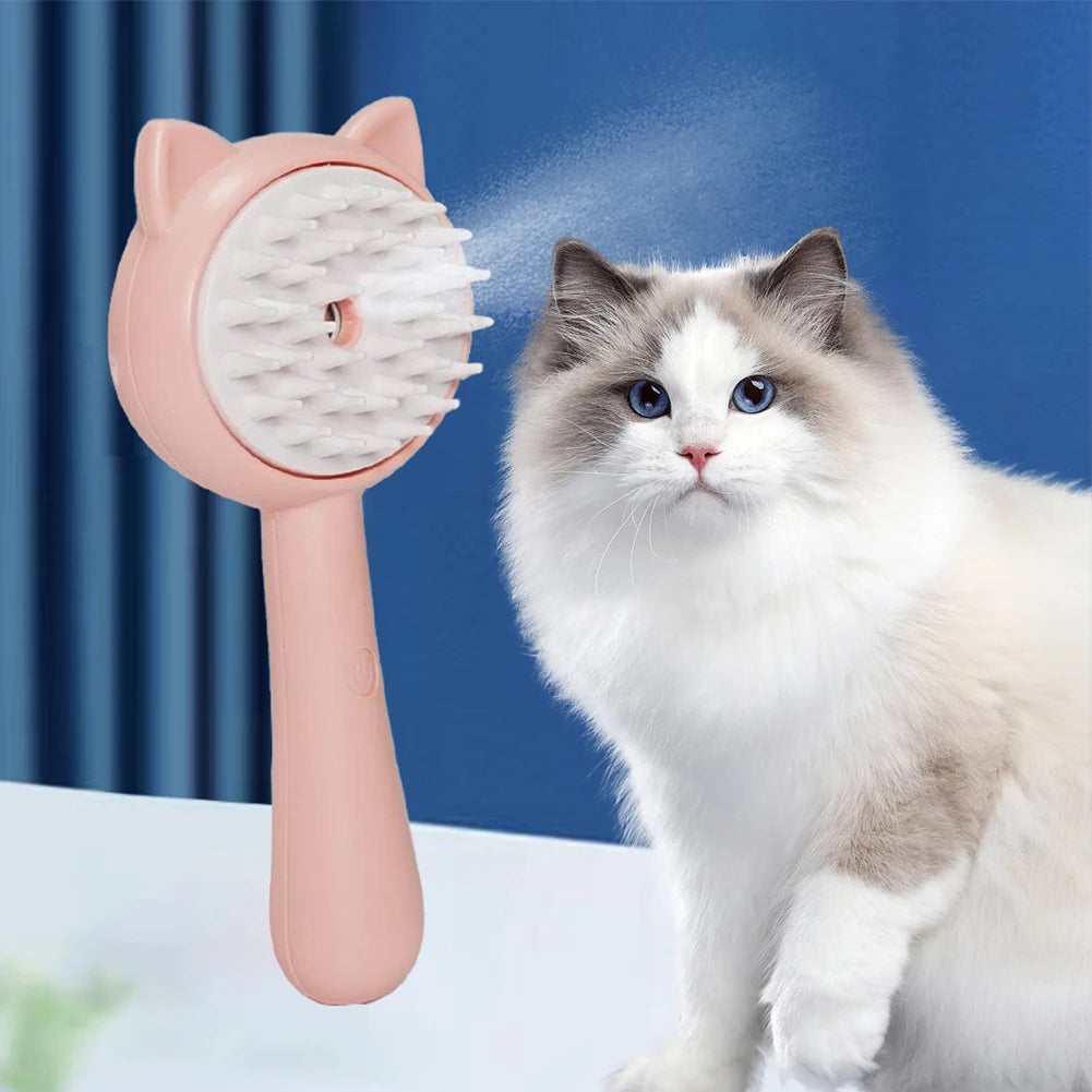 Rechargeable Multifunctional Pet Grooming Brush with Mist and Self-Cleaning Slicker for Dogs and Cats