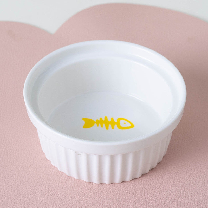 Ceramic Pet Double Bowl Tall Diagonal Water and Food Dish