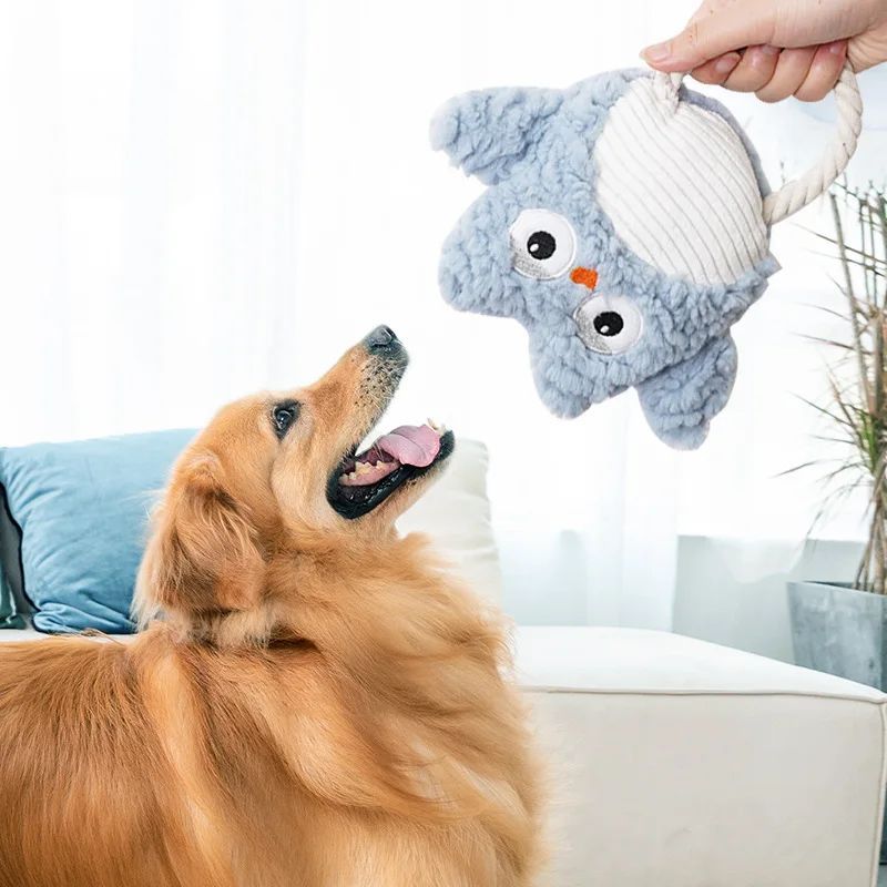 Plush Pet Toy Animal Shape Bite Resistant Squeaky Training Accessory