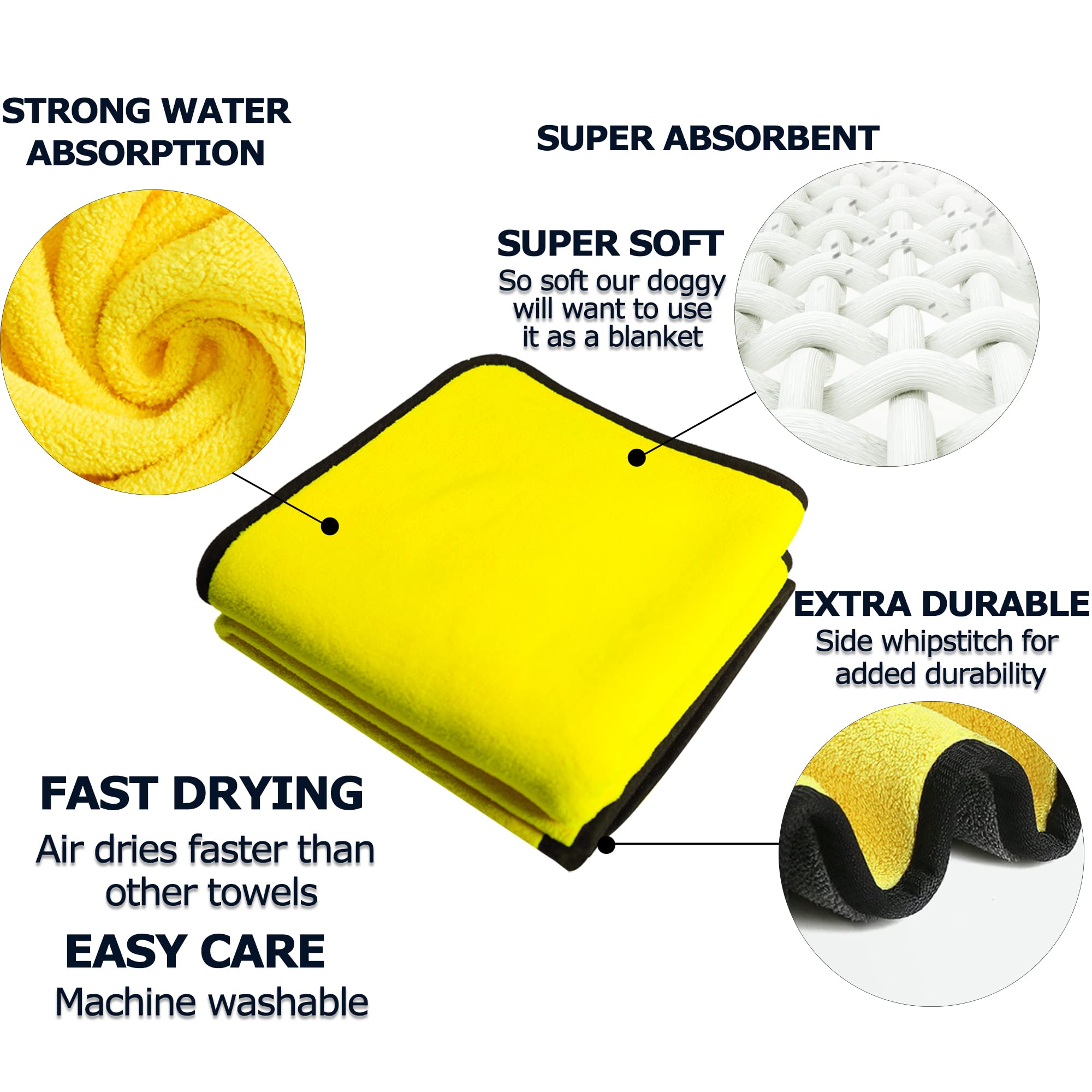 Super Absorbent Quick-Drying Microfiber Pet Towel Soft Bath Robe for Dogs and Cats