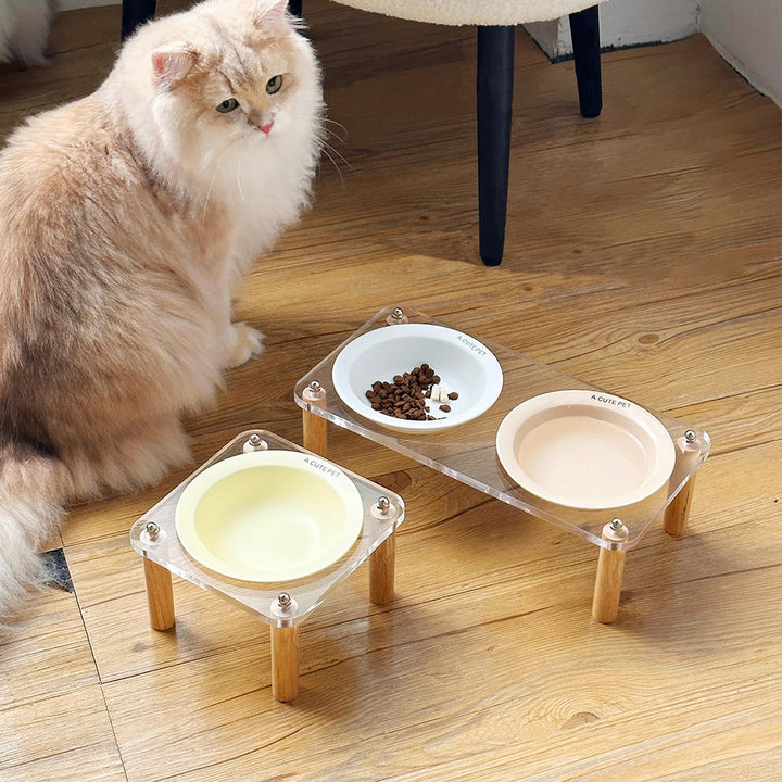 Anti-Tumble Raised Pet Double Bowl Ceramic Food and Water Holder