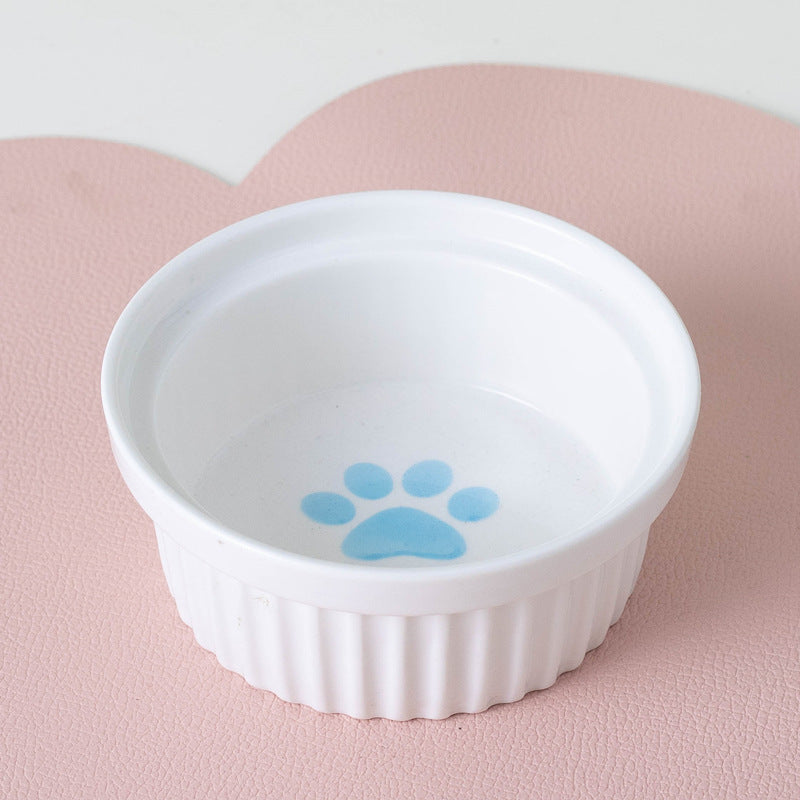 Ceramic Pet Double Bowl Tall Diagonal Water and Food Dish