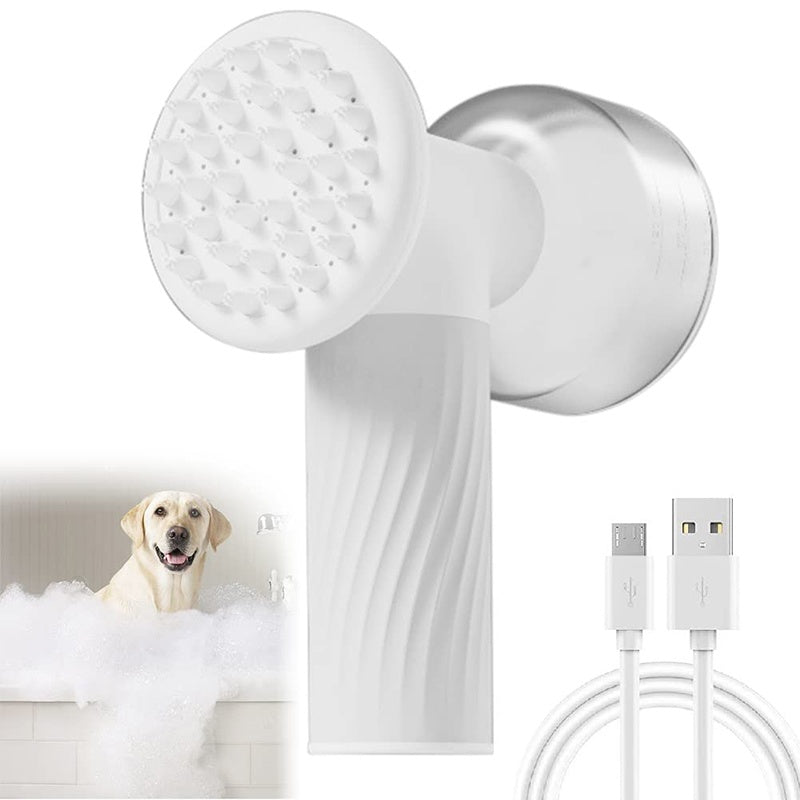 Automatic Foaming Pet Bath Brush with Soap Dispenser Electric Grooming and Massage Tool for Dogs and Cats