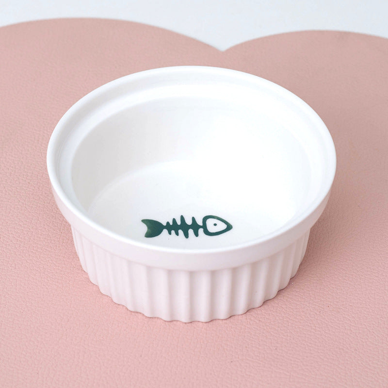 Ceramic Pet Double Bowl Tall Diagonal Water and Food Dish