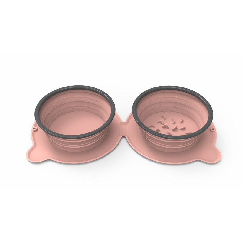 Portable Foldable Silicone Pet Double Bowl Non-Slip Travel Feeder