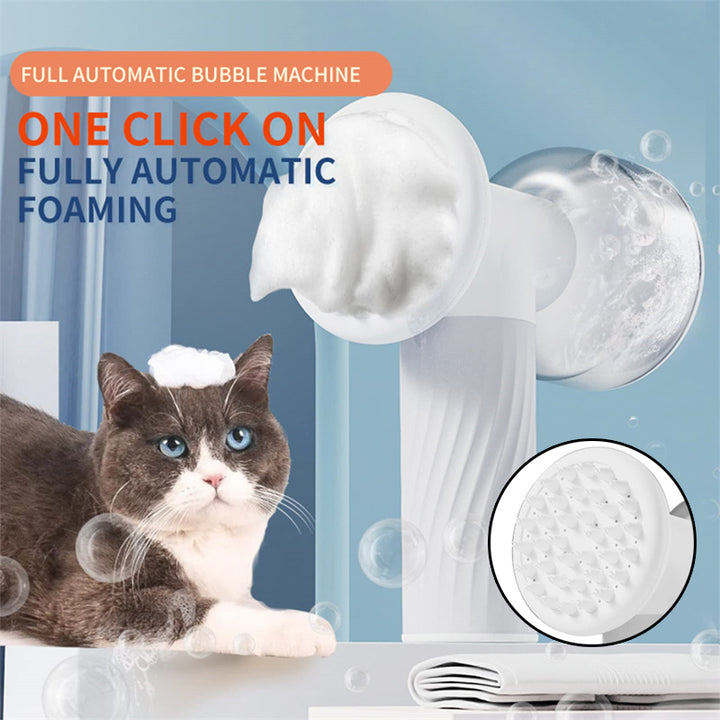 Automatic Foaming Pet Bath Brush with Soap Dispenser Electric Grooming and Massage Tool for Dogs and Cats