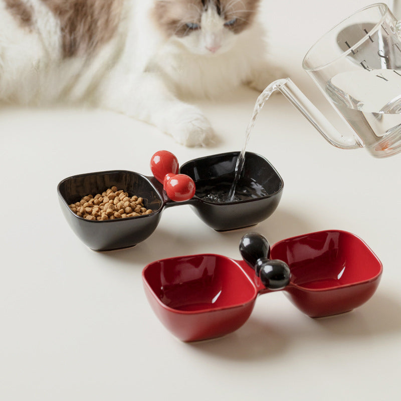 Ceramic Pet Bowl Dual Set Food and Water Bowl for Pets