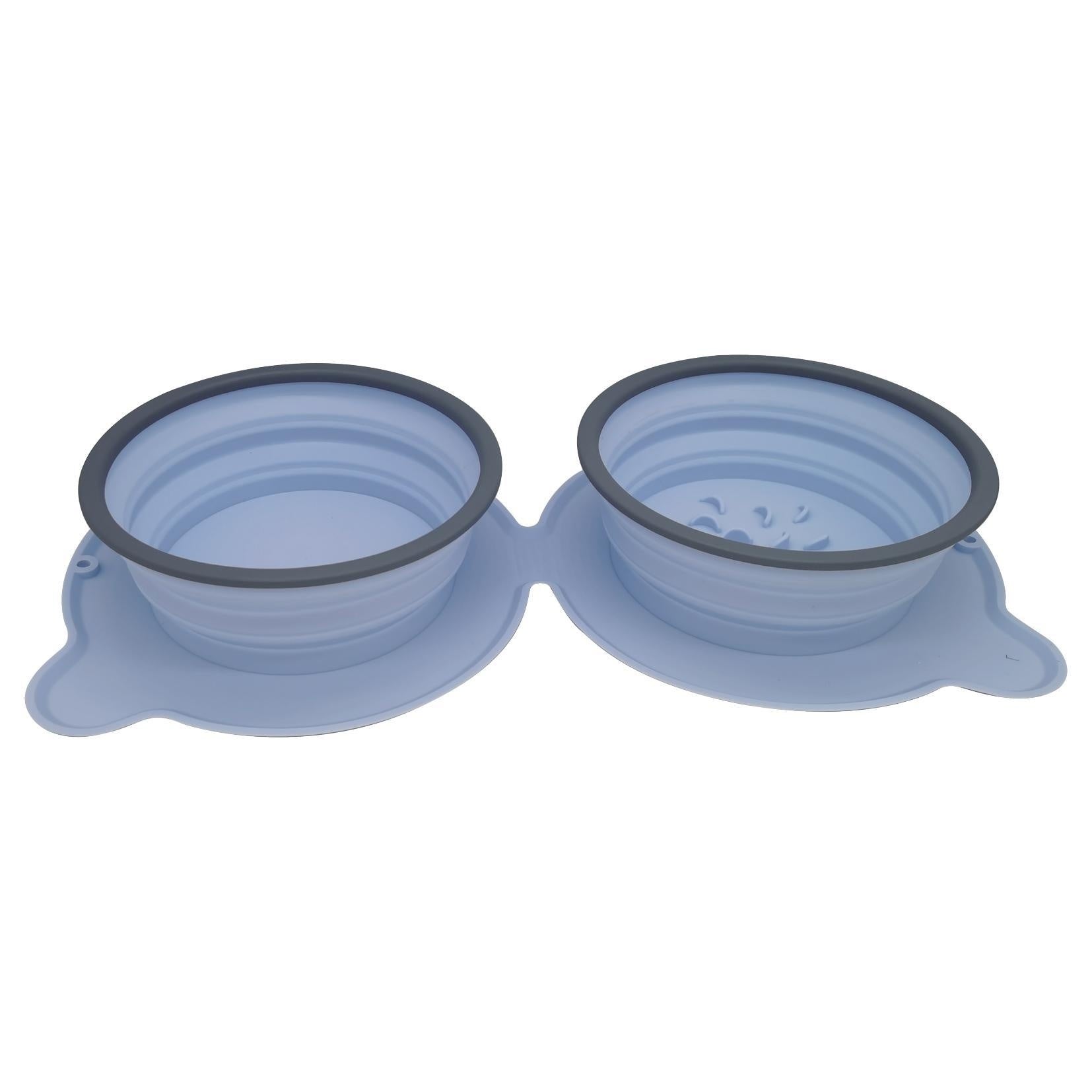 Portable Foldable Silicone Pet Double Bowl Non-Slip Travel Feeder