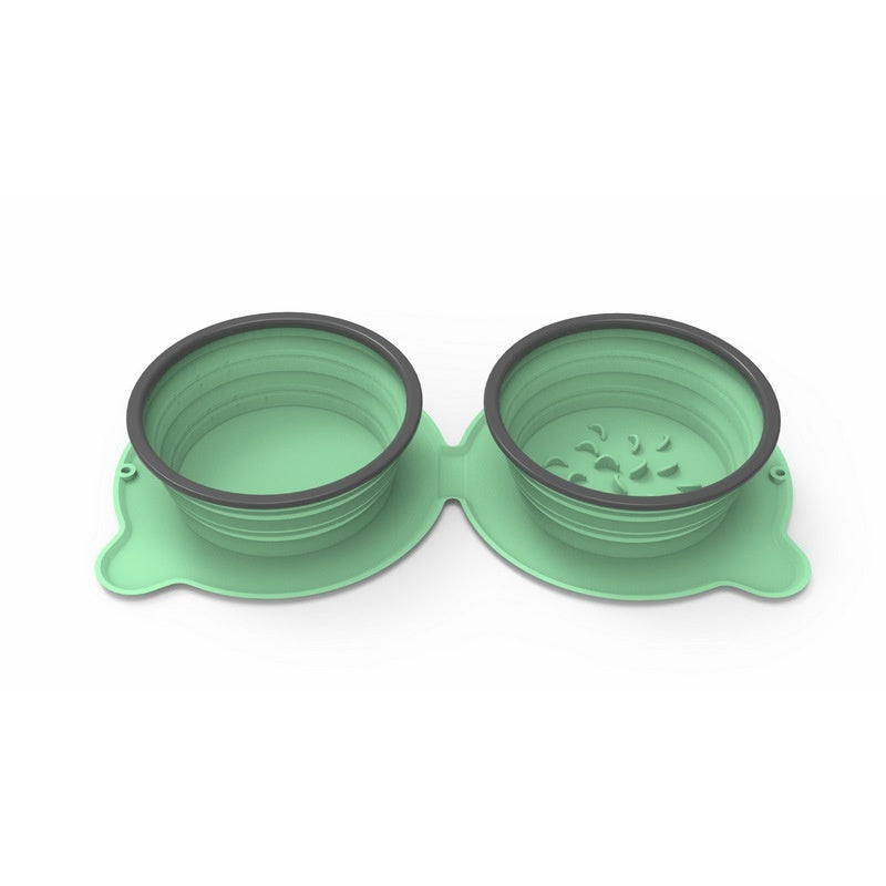 Portable Foldable Silicone Pet Double Bowl Non-Slip Travel Feeder