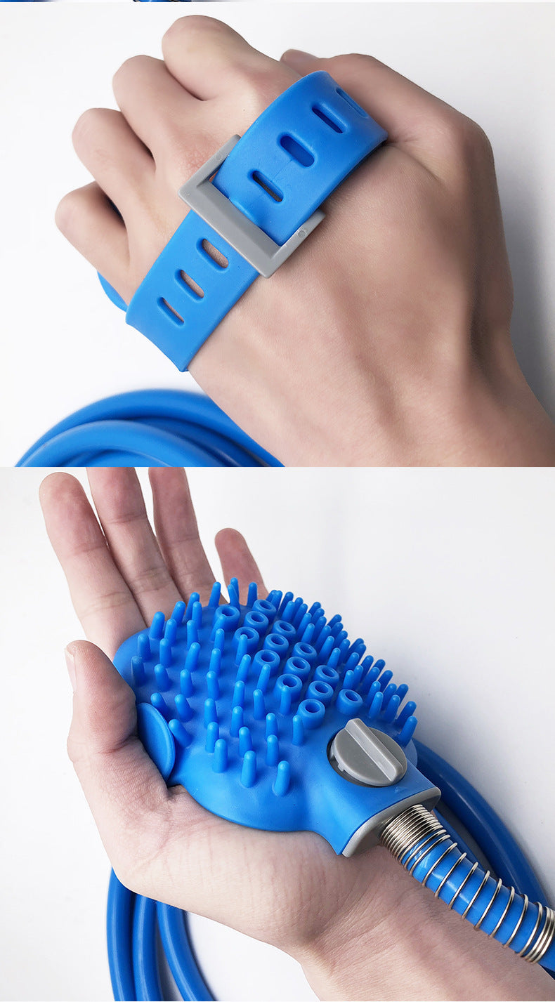 Pet Bathing Gloves with Silicone Nozzle Handheld Massage Brush for Dogs
