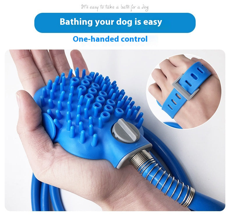 Pet Bathing Gloves with Silicone Nozzle Handheld Massage Brush for Dogs
