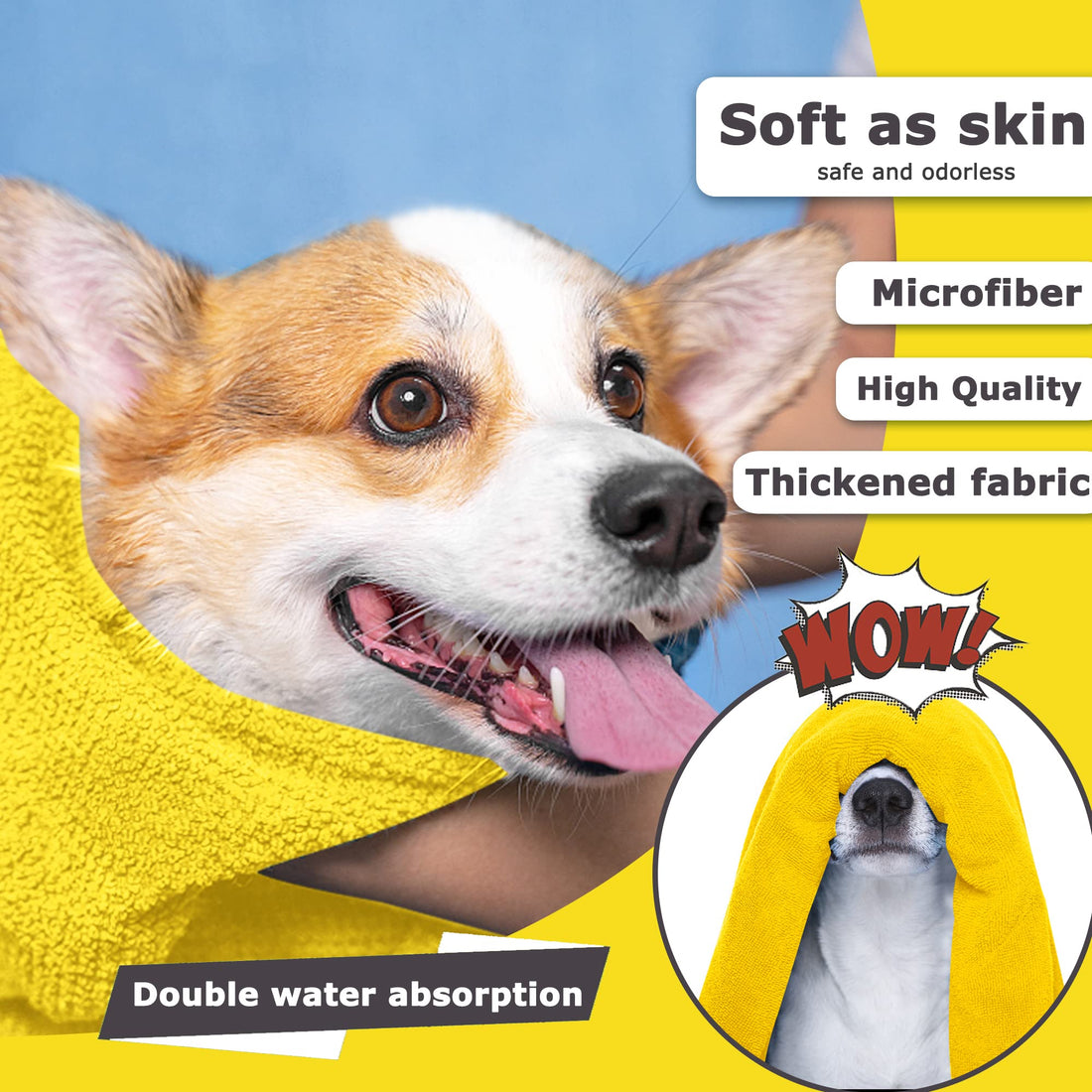 Super Absorbent Quick-Drying Microfiber Pet Towel Soft Bath Robe for Dogs and Cats