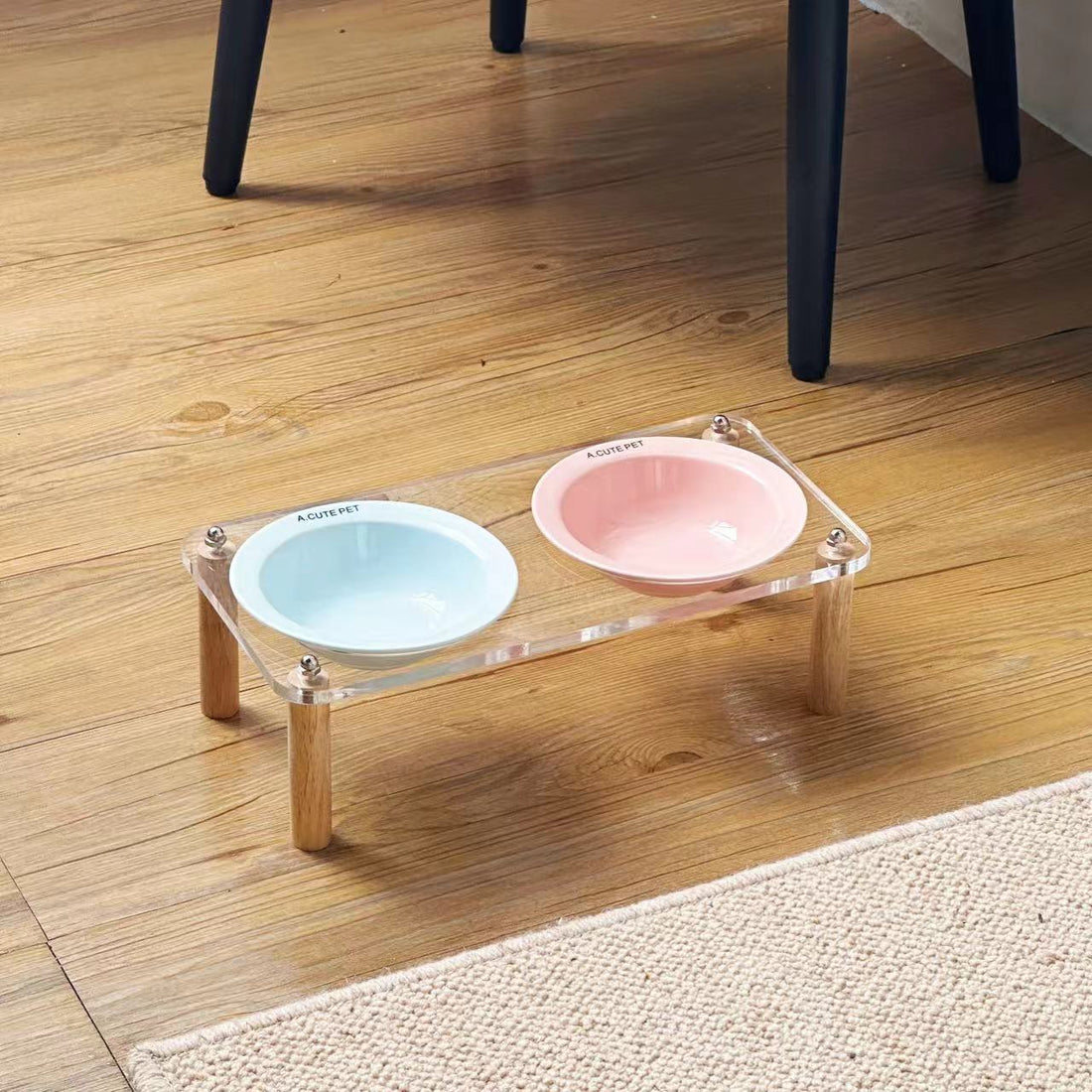 Anti-Tumble Raised Pet Double Bowl Ceramic Food and Water Holder