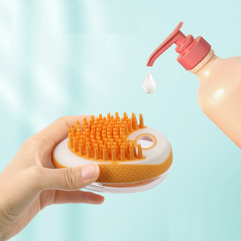 2-in-1 Pet Bath Brush and Massage Comb Soft Silicone Grooming Tool for Cats and Dogs