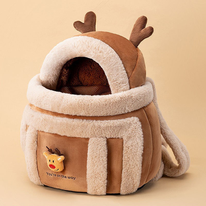 Animal-Shaped Pet Backpack Off-Shoulder Portable Bag for Cats and Dogs