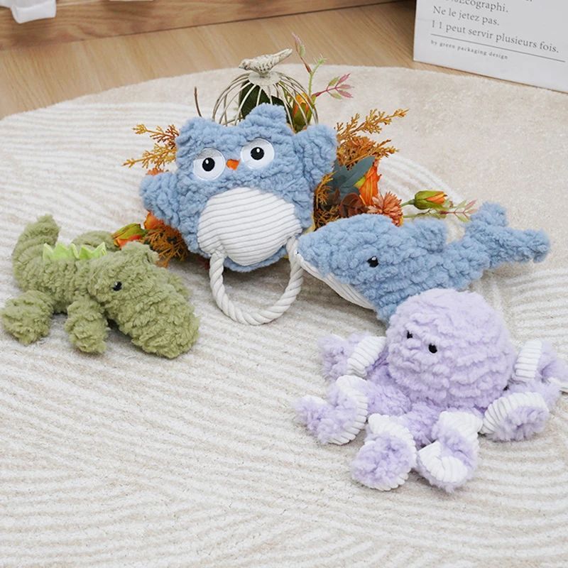 Plush Pet Toy Animal Shape Bite Resistant Squeaky Training Accessory