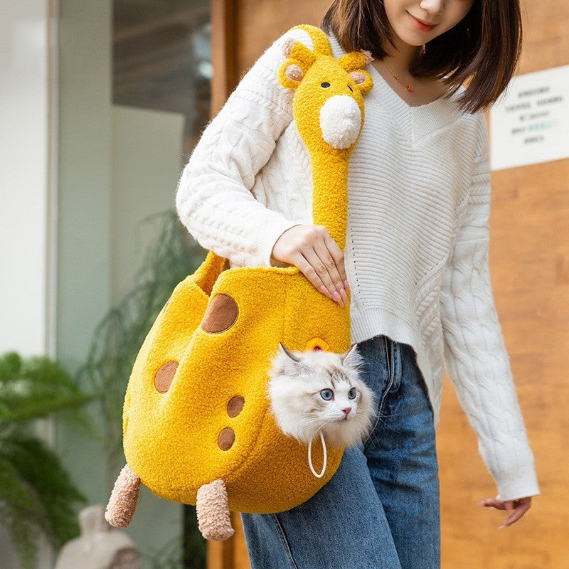 Animal-Shaped Pet Backpack Off-Shoulder Portable Bag for Cats and Dogs