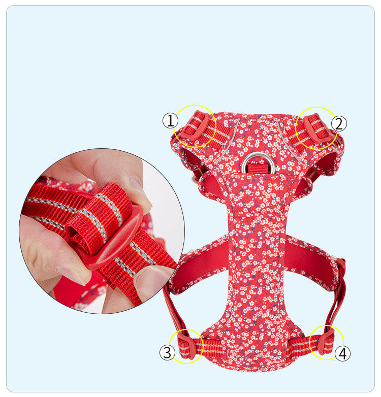 Pet Leash Set with Vest-Style Chest Harness