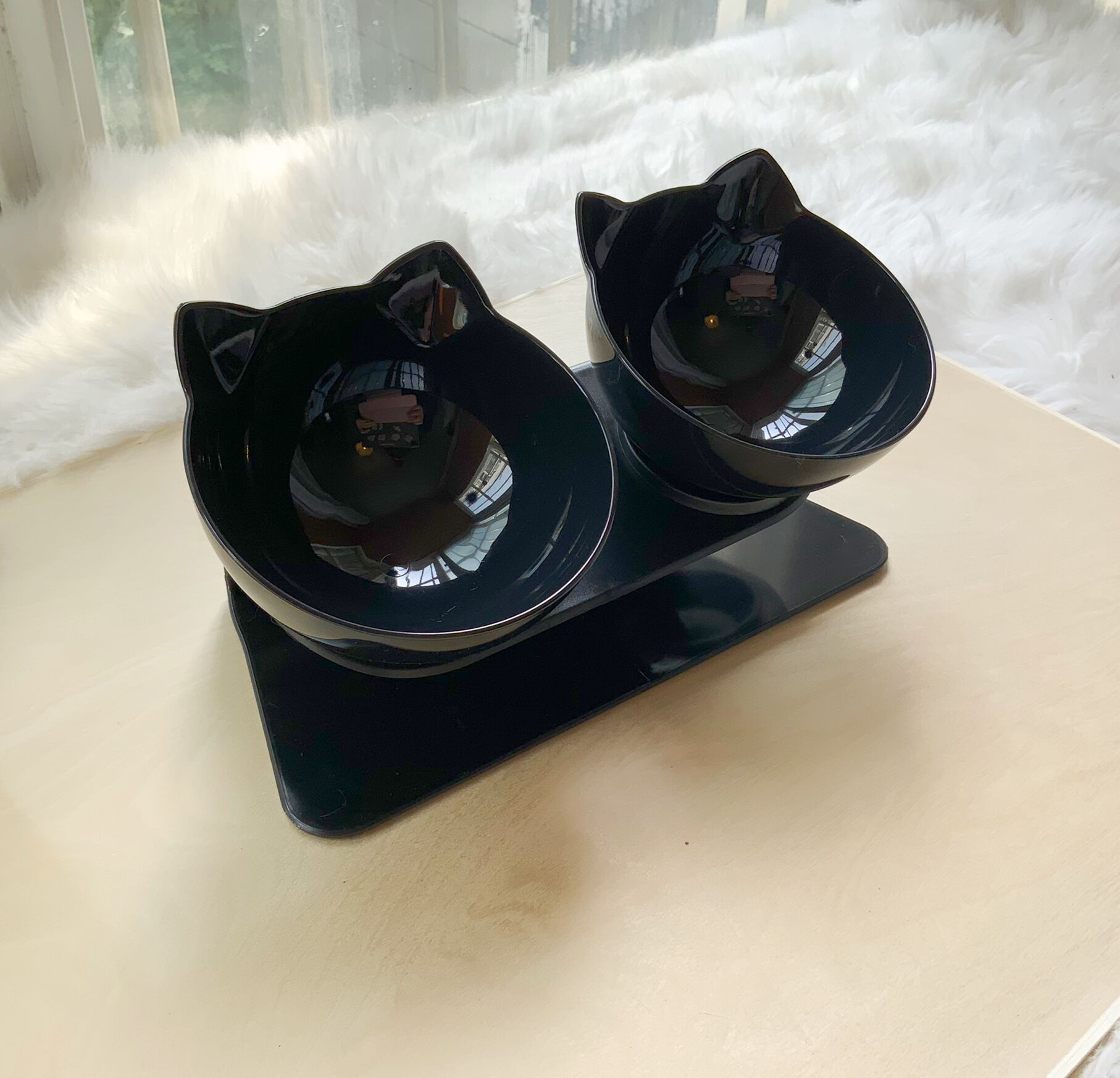 Non-Slip Raised Pet Double Bowl Food Feeder Cervical Protection