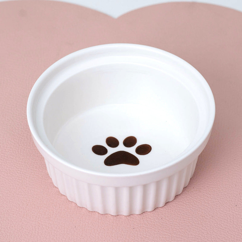 Ceramic Pet Double Bowl Tall Diagonal Water and Food Dish