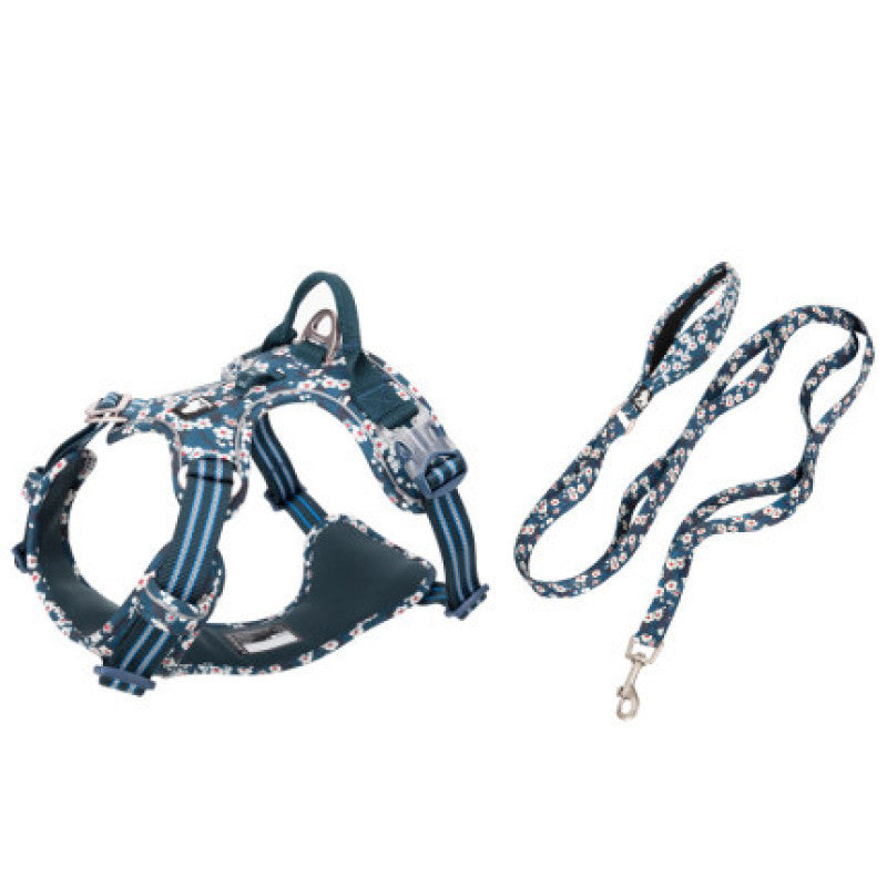 Pet Leash Set with Vest-Style Chest Harness