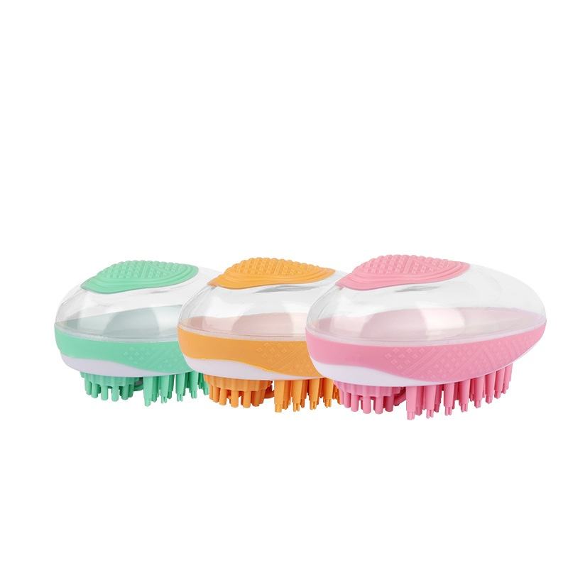 2-in-1 Pet Bath Brush and Massage Comb Soft Silicone Grooming Tool for Cats and Dogs