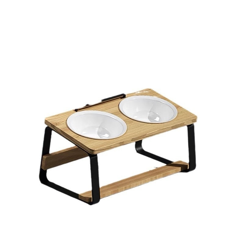 Ceramic Pet Double Bowl Water and Food Holder Cervical Protection