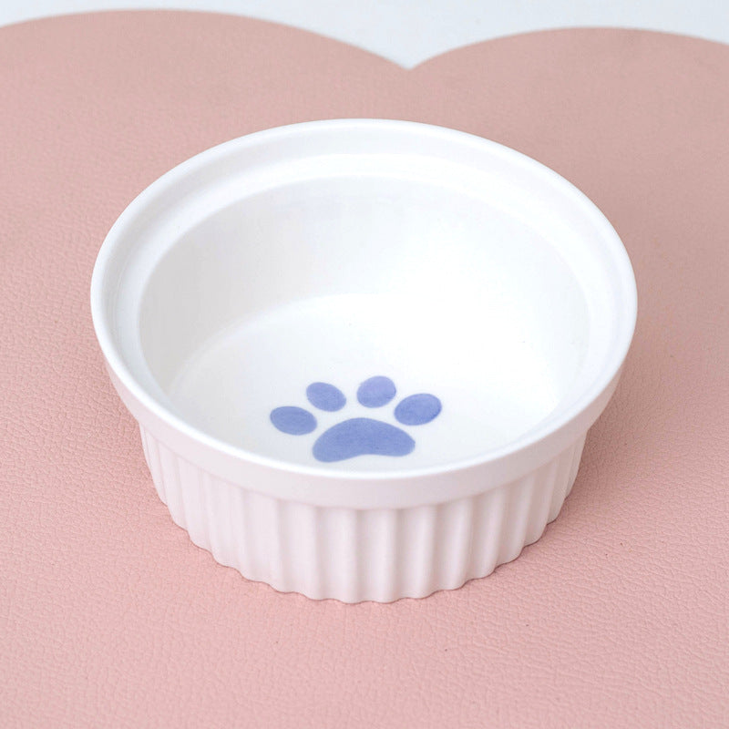Ceramic Pet Double Bowl Tall Diagonal Water and Food Dish