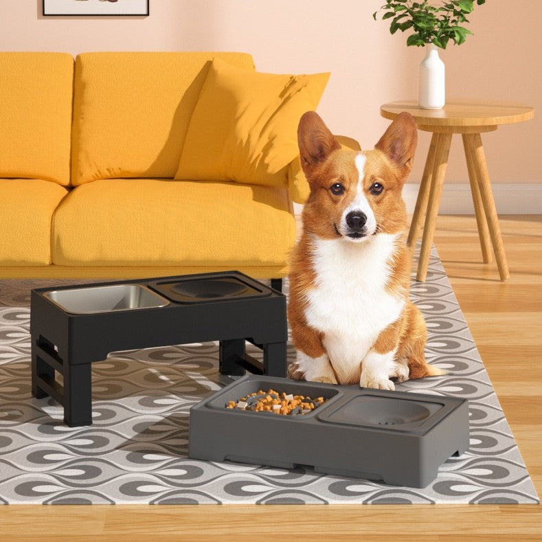 Adjustable Stainless Pet Double Bowl Elevated Food and Water Feeder