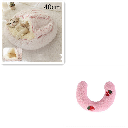 2-in-1 Pet Bed Round Plush Warm Soft Sleeping House for Pets