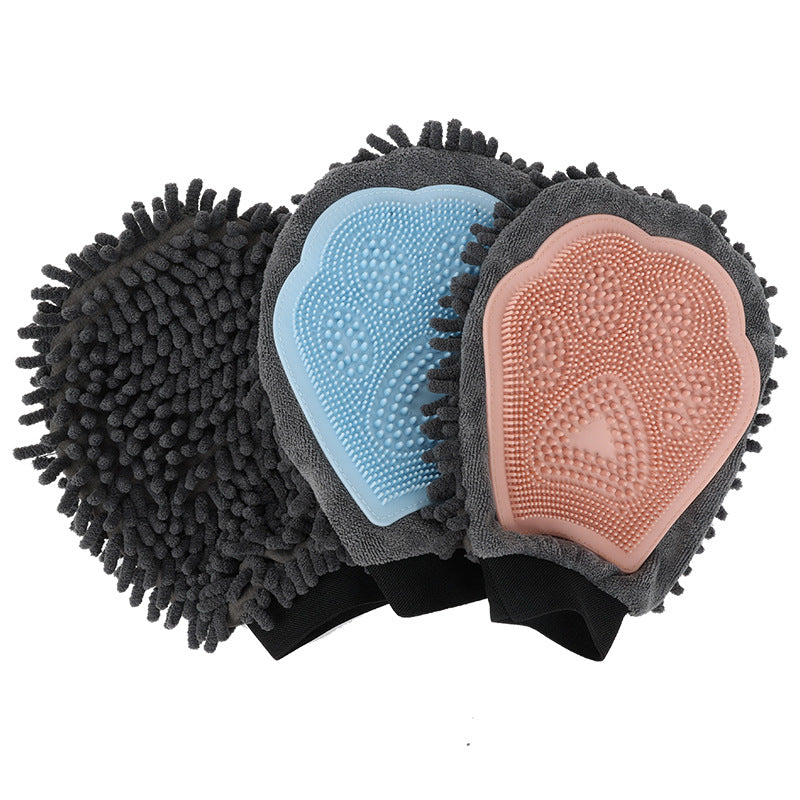 2-in-1 Pet Bathing Brush and Grooming Glove for Brushing, Massaging, and Drying Dogs and Cats